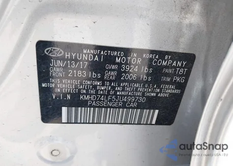 2018 Hyundai Elantra Se из США, поврежденный, VIN KMHD74LF5JU499730